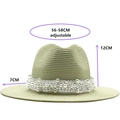 Cappello da sole in paglia beige con fascia di perle e tesa regolabile per mare - M (56-58cm) / Bianco