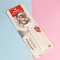 Metallic silver number 8 birthday candle in premium packaging on blue and pink background - Number 8 / Rose Gold