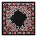 Classic black paisley satin square scarf with red floral patterns in 90cm size - Red with Black (7#)