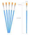 Set of 6 blue nylon brushes with orange bristles and dimensions 17cm for art painting - Small Flat Head Brush / Blue