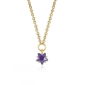 Elegante collana in argento S925 placcato oro con ciondolo a stella in zircone viola brillante - Viola
