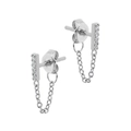 Elegante S925 Silbernadel-Ohrhänger mit CZ-Pflasterung und modischen Kettenquasten - Silber