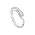 Adjustable silver snake wrap ring in a minimalist coiled design with polished finish - Adjustable Open / Silver