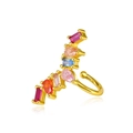 Orecchini in rame placcati oro 18K con zirconi colorati geometrici irregolari - LN0501-2 (Clip per orecchio geometrica irregolare singola)