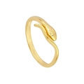 Vintage gold plated snake shaped adjustable open ring with a coiled creative design - Adjustable Open / Gold