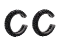 Chic black C-shaped ear cuffs with micro-paved black zircons for non-pierced ears - Black Gold Plated - Black Zirconia