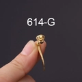 Golden snake-shaped stainless steel screw ear stud with detailed scales texture - Gold