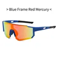 Sportieve wielerzonnebril met blauw montuur en rode spiegelglazen voor buitenactiviteiten - Blauw Frame Rode Mercurius Lens