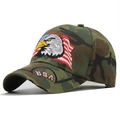 Classic camouflage baseball cap with eagle embroidery and USA flag detail for men - Jungle Camo USA Red Border (02)