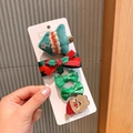Vue détaillée d'un lot de 5 barrettes de Noël avec sapins en peluche et Père Noël - Sapin de Noël / 4# Sapin de Noël Lot de 5