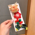 Détail de l'ensemble de barrettes de Noël avec renne en peluche et nœud crocheté festif - Élan / 5# Renne Lot de 5