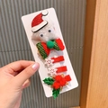 Christmas hair clips set featuring plush santa hat and festive snowman snowflake designs - Red Hat / Five-Piece Set