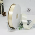 Champagne polyester satin ribbon roll for gift wrapping and cake box decoration - 91m / 08# Creamy White
