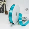 Teal blue polyester satin ribbon roll 2.5cm for elegant cake and gift box packaging - 91m / 47# Peacock Blue