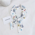 Sciarpa lunga in cotone e lino con stampa di koala e fiori annodata a fiocco - Koala Bianco