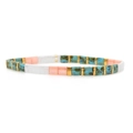 Bohemian Tila bead bracelet with turquoise, pink, white accents and golden spacers - Turquoise Texture/Pink/White/Gold (TL-B190144A)