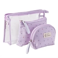 Three-piece purple transparent PVC makeup bag set for travel toiletries storage - Light Purple