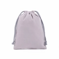 Gray velvet drawstring pouch with woven cord closure for storage and packaging - 7*10cm / Light Grey Cotton