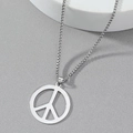 Collana con ciondolo segno della pace in acciaio inossidabile argento con catena lunga - Color Acciaio