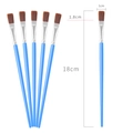 Set of 6 blue nylon flat head paint brushes with 18cm total length for oil painting - Flat Head Liner Brush / Blue