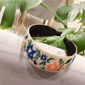 Detailed embroidery of colorful floral patterns on a bohemian style wide headband - Standard Type / Orchid Floral