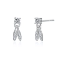 Elegante s925 Silber Blattohrringe mit Zirkonia und birnenförmigen Tropfen-Anhängern - Silber