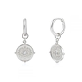 Elegant S925 silver evil eye drop earrings with white zircon in a minimalist design - White Gold