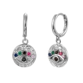 S925 Sterling Silber Böser Blick Ohrringe mit bunten Zirkonia Steinen für Damen - Silber