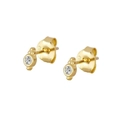 Elegant S925 sterling silver gold plated geometric round stud earrings with zircon - Platinum