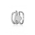 Modern silver multilayer ear cuff with sparkling zircon paved disc and sleek finish - 10 (Silver 3-Layer Intertwined CZ) / Single Piece