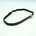 Sparkling black rhinestone headband with ear-saving buttons and elastic strap - Black