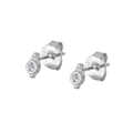 S925 sterling silver geometric stud earrings with sparkling white cubic zirconia - White Silver