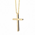 Collana con croce in acciaio inossidabile oro lucido per uomo e donna su sfondo bianco - Lunghezza della catena 60+5cm / Oro