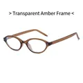 Lunettes de soleil ovales rétro avec monture thé transparente au style minimaliste - Monture Thé Transparent