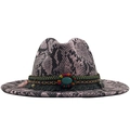 Cappello fedora in feltro stampa serpente con fascia turchese e nappa - M (56-58cm) / Pelle di serpente rosa