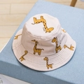 Cute beige baby sun hat with yellow cartoon giraffe pattern and soft cotton fabric - 50-52CM / Beige