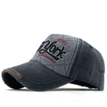 Berretto da baseball vintage in cotone lavato con ricamo New York City e dettagli usurati - Regolabile / Nero/Grigio chiaro