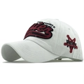 Cappellino da baseball in cotone bianco con ricamo RIDER rosso e dettaglio stella laterale - Stile Ricamato Rider / Bianco