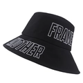 Black canvas bucket hat with white FRAME and ANOTHER embroidery in a street casual style - 57cm / Black