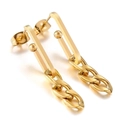 Pendientes de cadena de acero de titanio dorado con un diseño industrial minimalista - Oro (KE99341-KLX)