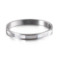 Brazalete minimalista de titanio plateado con incrustación de nácar y acabado pulido - Plateado (KB124384-K)