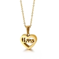 Collana con ciondolo a cuore dorato lucido con scritta LOVE traforata e catena sottile - Stile Cavo Del Cuore Dell'oro (KN89589-K)