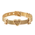 Bracciale a maglia dorata con ciondolo cuore mama e charms bimbi per donna - Oro