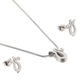Minimalist silver titanium steel snake necklace and stud earrings jewelry set for women - Steel Color (KS128392-KFC)