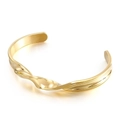 Elegant gold twisted open cuff bracelet with polished metal finish and wavy design - Gold Twisted Open Style (KB112820-KC)