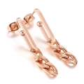 Pendientes minimalistas de acero de titanio con forma de U y cadena en acabado oro rosa - Oro Rosa (KE99340-KLX)