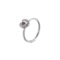 Polished silver titanium steel ring featuring a heart-shaped clear zircon stone - US 7 / Steel Color (KR81590-GC)