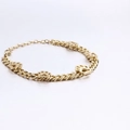 Fashionable gold-plated titanium steel bracelet featuring four hollow pet paw pendants - Gold (KB118508-KHY)