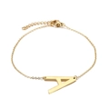 Bracelet minimaliste en acier inoxydable doré avec pendentif lettre A et fermoir mousqueton - Lettre A(KB116142-K)