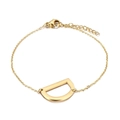 Bracelet minimaliste en acier inoxydable doré avec un pendentif plat en lettre D - Lettre D(KB116136-K)